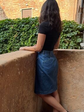 Classic vintage 70s Blue Denim A-Line Skirt